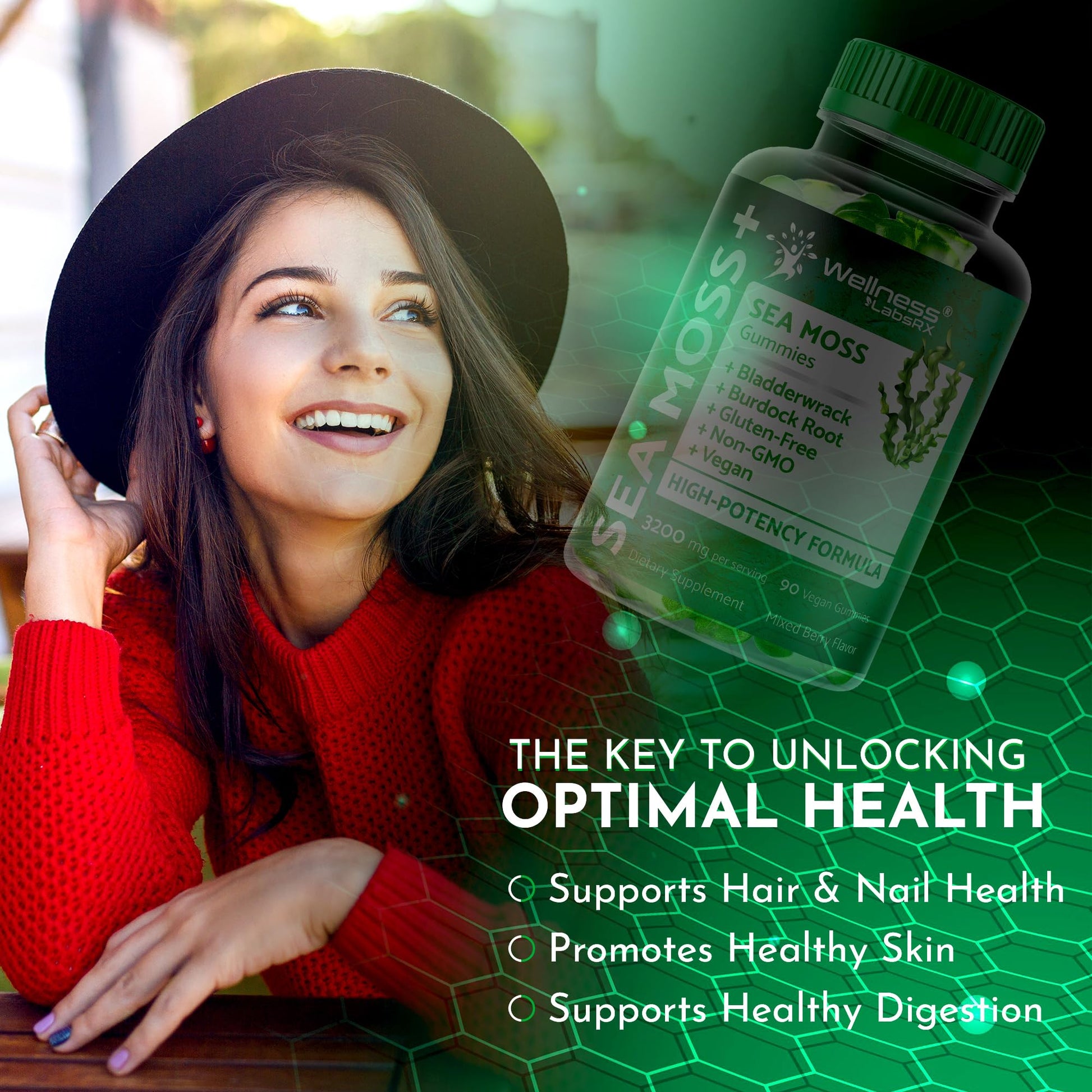 WELLNESS LABSRX Sea Moss Gummies, 3200mg Irish Sea Moss Mixed Berry Flavor with Maximum Potency Bladderwrack and Burdock Root - Supports Skin, Energy and Immunity - 90 Count WELLNESS LABSRXBuy Supplements Australia