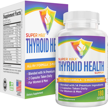 Thyroid Support (3-Month) Supplement All-in-1 with 14 Active Ingredients in 1 Formula | Thyroid Health Support Supplements | Women & Men | 90-Day Bulk Supply | 180 Capsules Elevate Recovery SupplementsBuy Supplements Australia