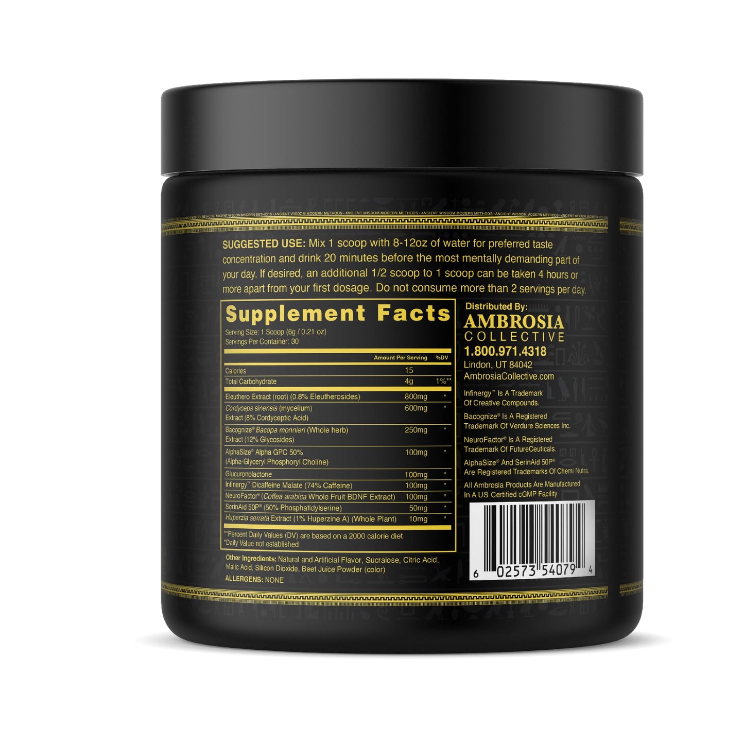 Ambrosia Mental Jewels Nootropic Brain Supplement Powder | Alpha GPC, Bacopa & Phosphatidylserine | Memory, Focus & Concentration Support | 30 Servings | Cherry Limeade AmbrosiaBuy Supplements Australia