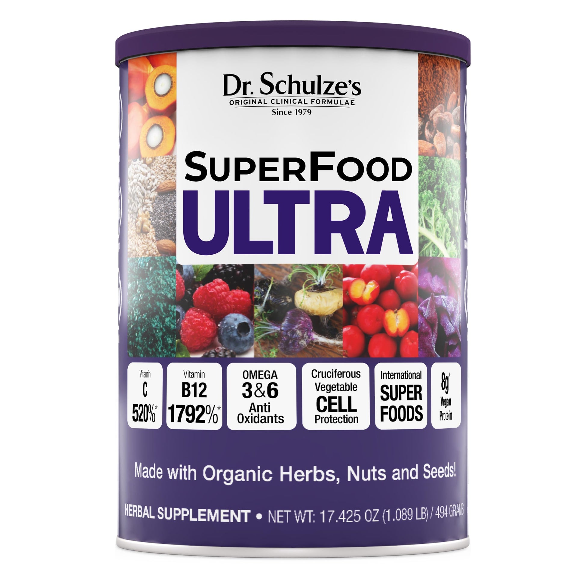 Dr. Schulze's SuperFood Ultra | Organic Super Food Powder | Vitamin B Complex and 520% Vitamin C | May Help Boost Energy & Improve Fitness | Vegan, Non-GMO & Gluten-Free | 17.4 Oz Dr. Schulze'sBuy Supplements Australia