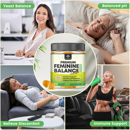 YANLUOBO Feminine Balance Probiotic Gummies - Women's Vaginal Health Support | PH Balance & Odor, Flora, Immune Support | Probiotics for Women, Vegan Pineapple Flavor, 60 Count YANLUOBOBuy Supplements Australia