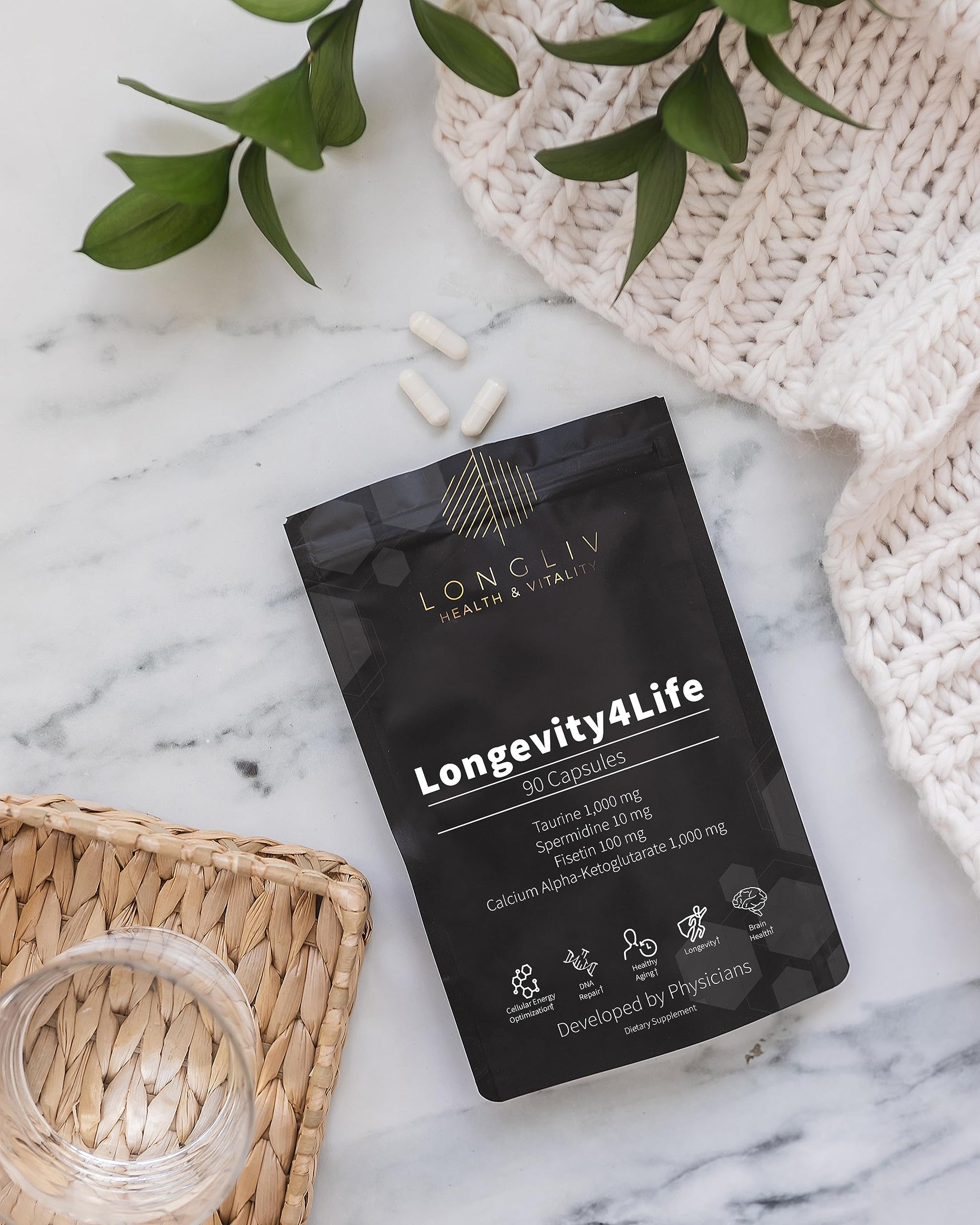 Longevity4Life - Ultimate Cellular Health Supplement - Fisetin, Taurine, Calcium Alpha-Ketoglutarate, and Spermidine Capsules for Longevity and Vitality - Made in USA - Physician Formulated LongLiv Health and VitalityBuy Supplements Australia