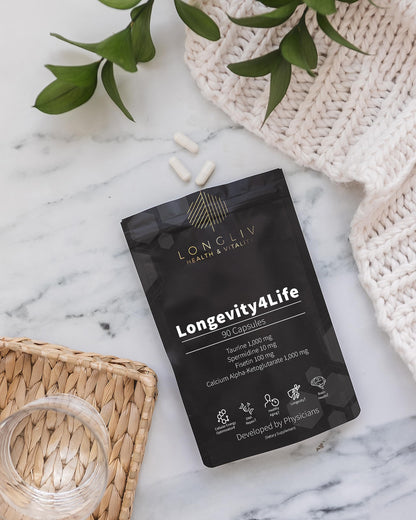 Longevity4Life - Ultimate Cellular Health Supplement - Fisetin, Taurine, Calcium Alpha-Ketoglutarate, and Spermidine Capsules for Longevity and Vitality - Made in USA - Physician Formulated LongLiv Health and VitalityBuy Supplements Australia