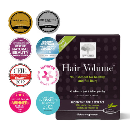NEW NORDIC Hair Volume Tablets, 3000 mcg Biotin & Biopectin Apple Extract, Hair Vitamins to Support Natural Hair Growth, 90 Count (Pack of 1) NEW NORDICBuy Supplements Australia