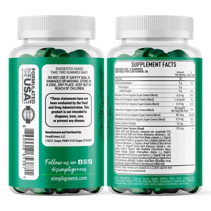 SIMPLI GREENS Vegan Superfood Gummies Supplement – 60 Count – Nutrient-Rich Gummy Vitamins – Supports Overall Wellness SIMPLI GREENSBuy Supplements Australia