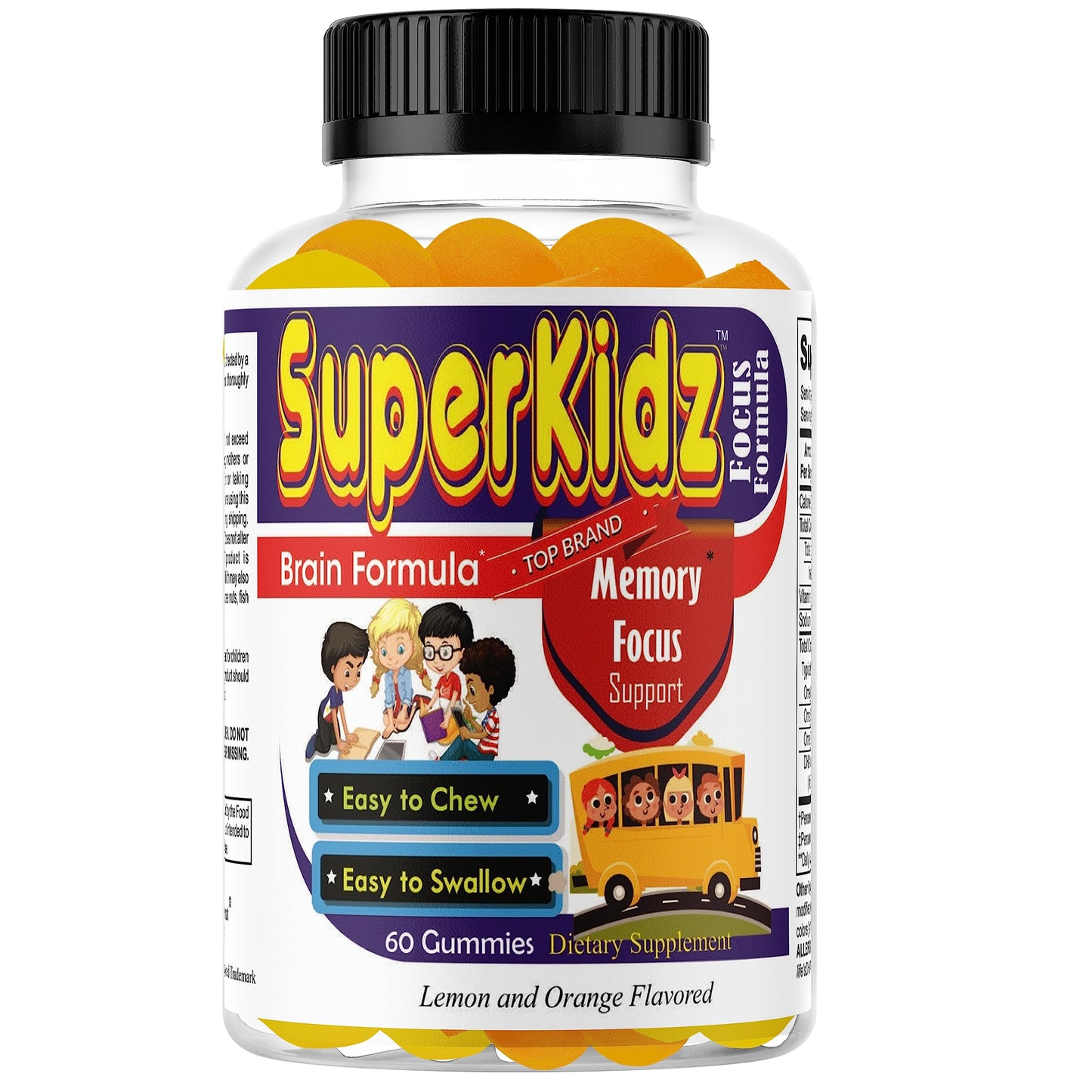 Superkids Focus Gummies for Kids, Omega 3 Gummy Kids Focus and Attention Supplements, Teen Brain Focus Vitamins, Non-GMO Gummy Vitamins, Tasty Lemon & Orange, 60 Count Celebrity LifeStyle ProductBuy Supplements Australia