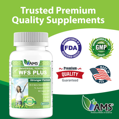 America Medic & Science WFS Plus Fertility Supplements for Women (90 Capsules) Supports Ovulatory Health | Natural Preconception Vitamins, Reproductive Aid, with D-Chiro Inositol, DHA |15-Day Supply. America Medic & ScienceBuy Supplements Australia