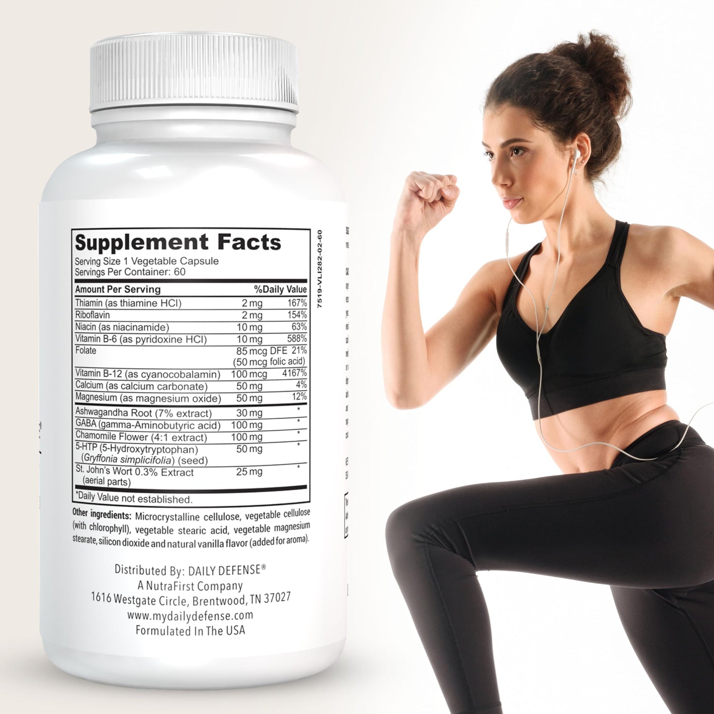 Daily Defense Mood Support Supplement - Ultra Mood 60 Count Mood Enhancer with Calcium Carbonate, Folic Acid, GABA, 5-HTP, Ashwagandha Root Extract & More - Non GMO Mood & Relaxation Supplement Daily DefenseBuy Supplements Australia