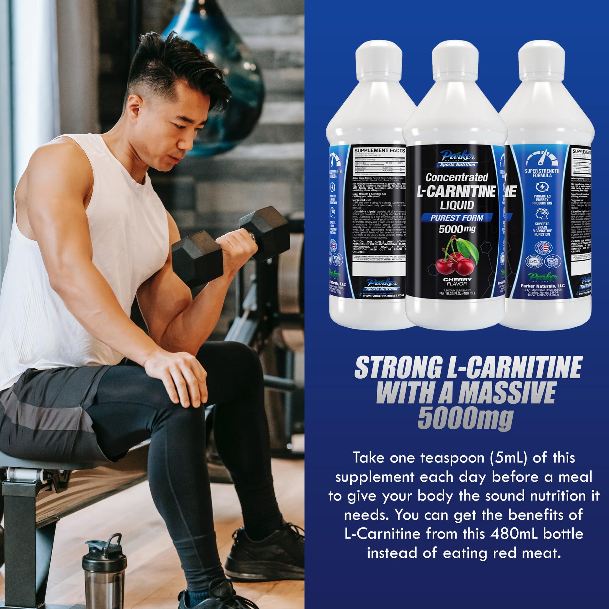 Parker Naturals L-Carnitine 5000 Mg Premium Dietary Supplement Liquid - 16 Oz All Natural Parker NaturalsBuy Supplements Australia
