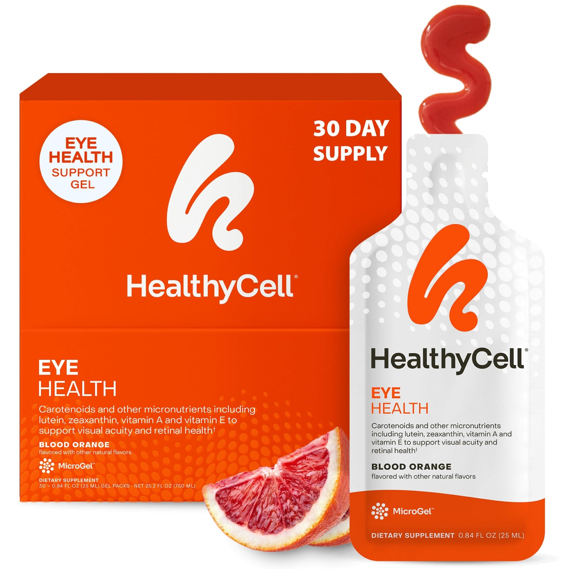 Healthycell Eye Health Daily Liquid Supplement - Eye Vitamins & Minerals with Lutein, Zeaxanthin, Astaxanthin & Beta Carotene for Sight Care & Macular Support - 30 Gel Packs HealthycellBuy Supplements Australia
