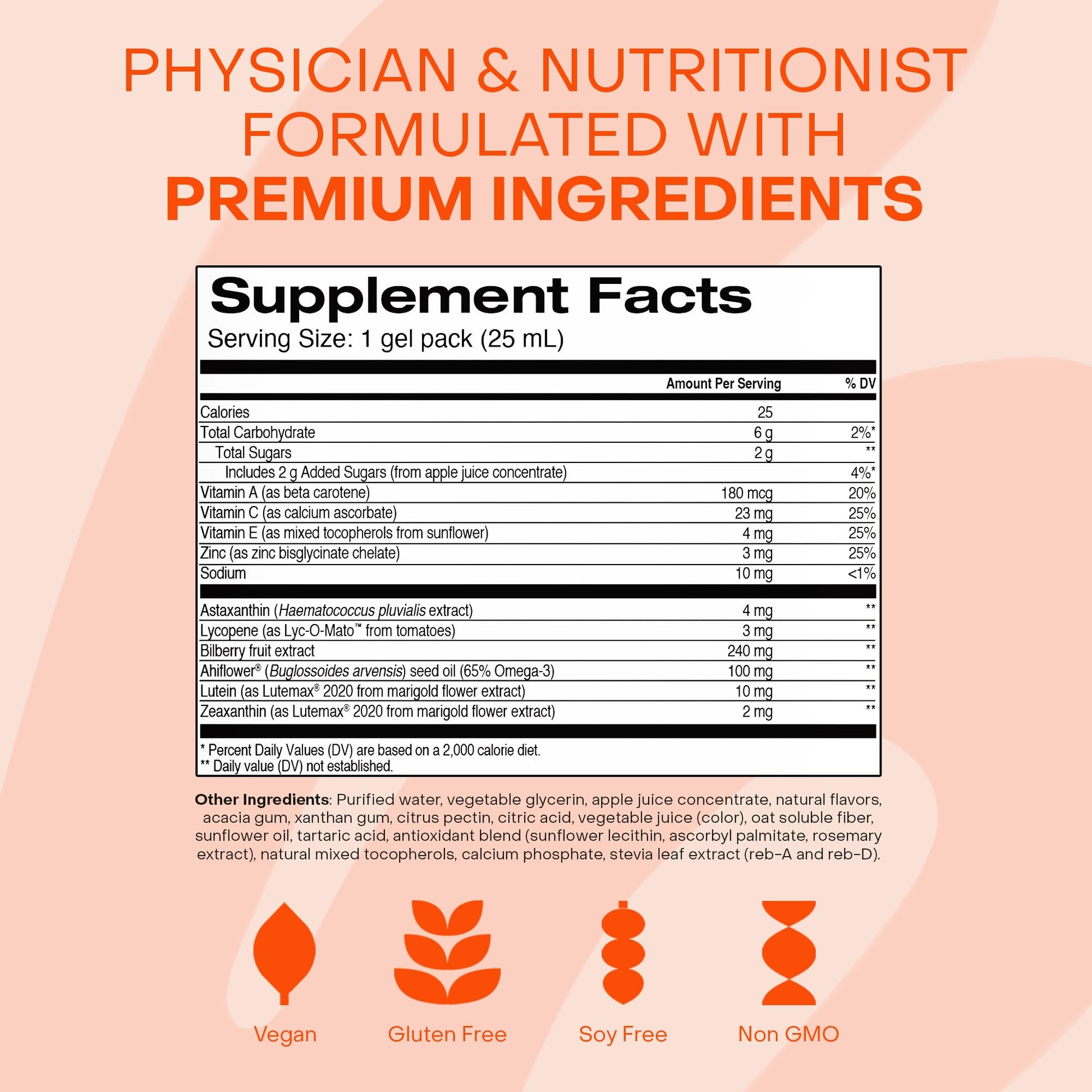 Healthycell Eye Health Daily Liquid Supplement - Eye Vitamins & Minerals with Lutein, Zeaxanthin, Astaxanthin & Beta Carotene for Sight Care & Macular Support - 30 Gel Packs HealthycellBuy Supplements Australia