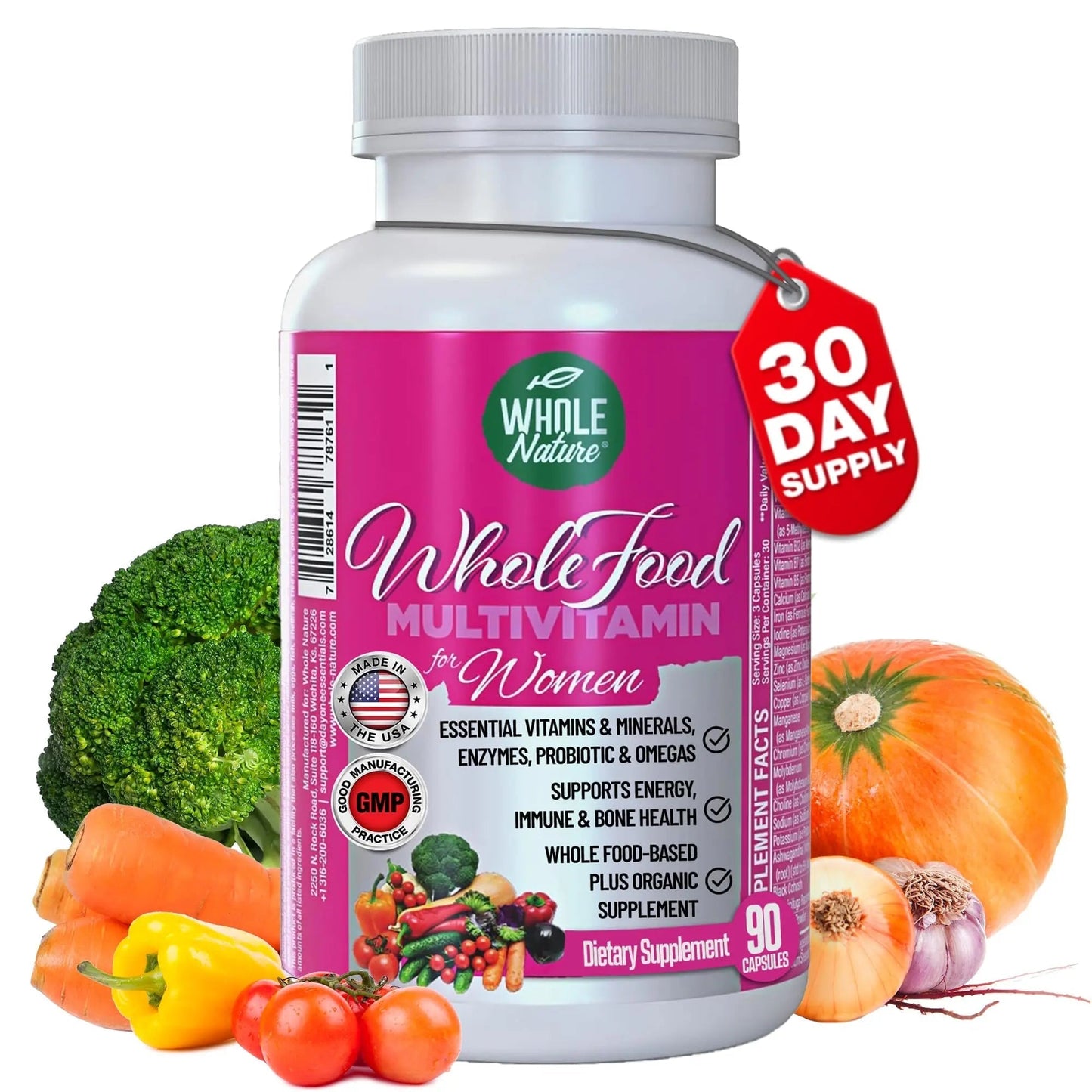 Whole Nature Whole Food Multivitamin for Women Womens Multi Vitamin with Folate, B12 Methyl, Vitamins, Minerals, Probiotics and Omegas Whole NatureBuy Supplements Australia