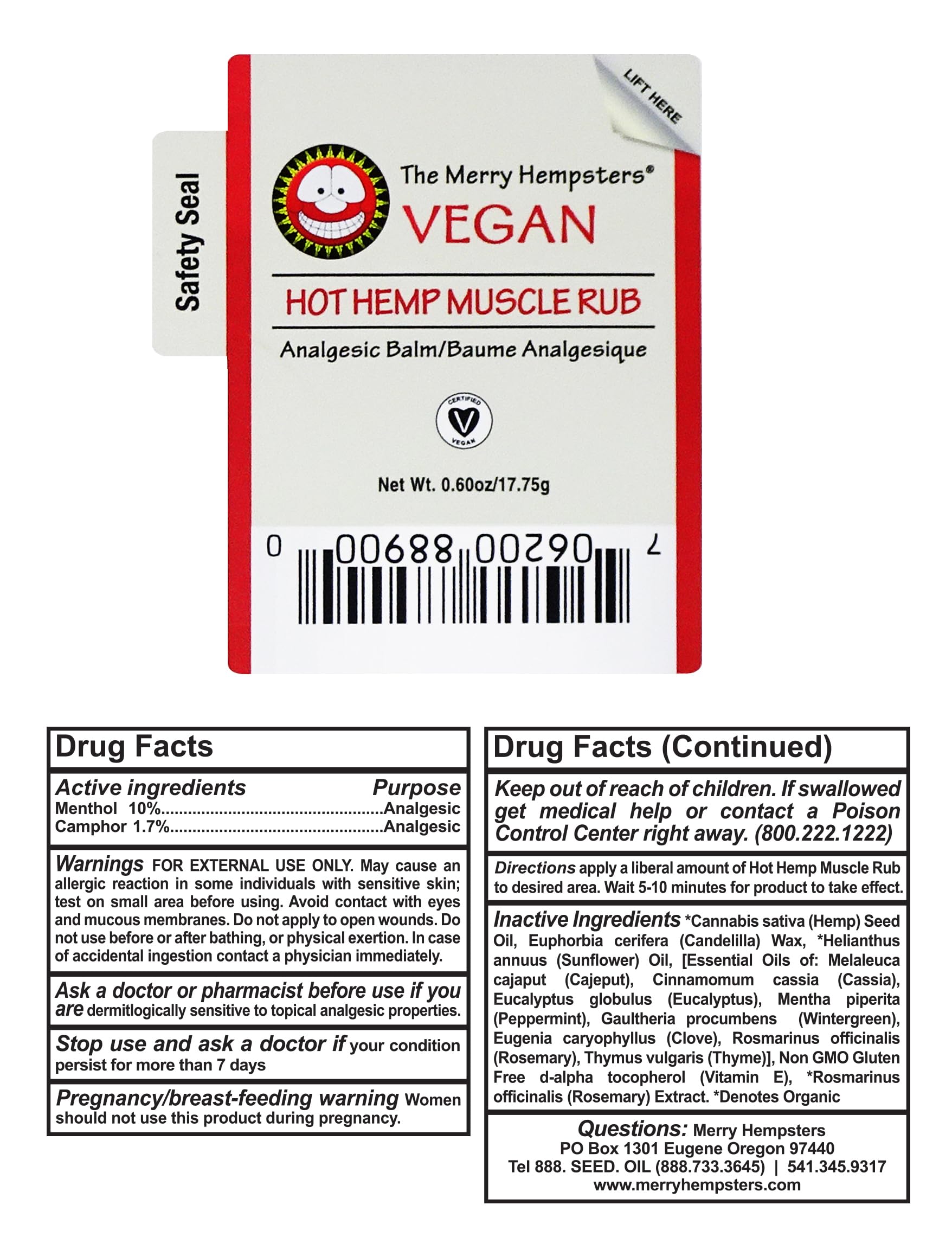 Merry Hempsters Vegan Hot Hemp Muscle Rub Single (2-Pack) The Merry HempstersBuy Supplements Australia