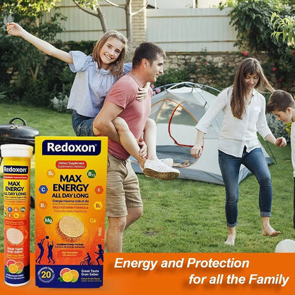 Redoxon Max Energy, Helps Support Inmune System, Citrus Flavor, 20 Effervescent Tablets, 2.82 Oz, Box Redoxon