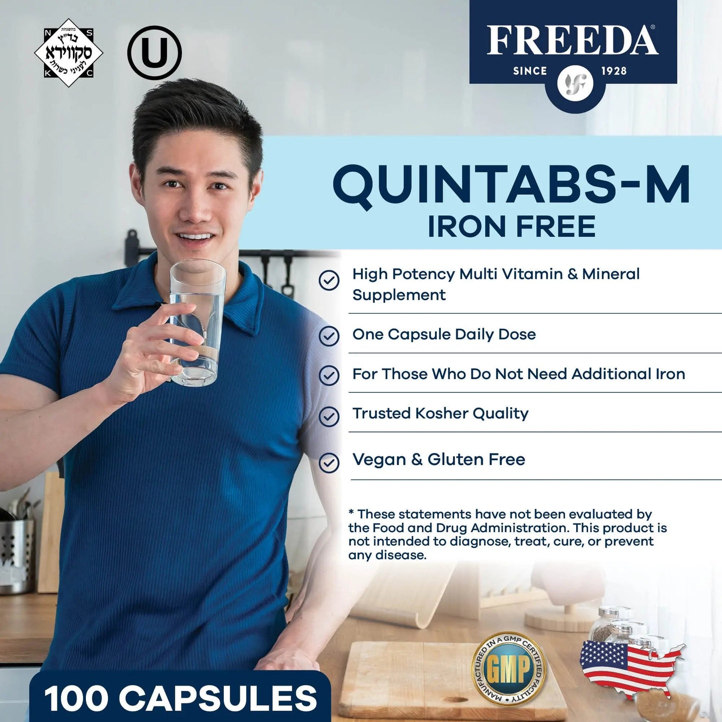 FREEDA One Daily Multivitamin Without Iron – Quintabs-M Iron-Free – Kosher, Balanced Multivitamin Supplements for Adults FREEDABuy Supplements Australia