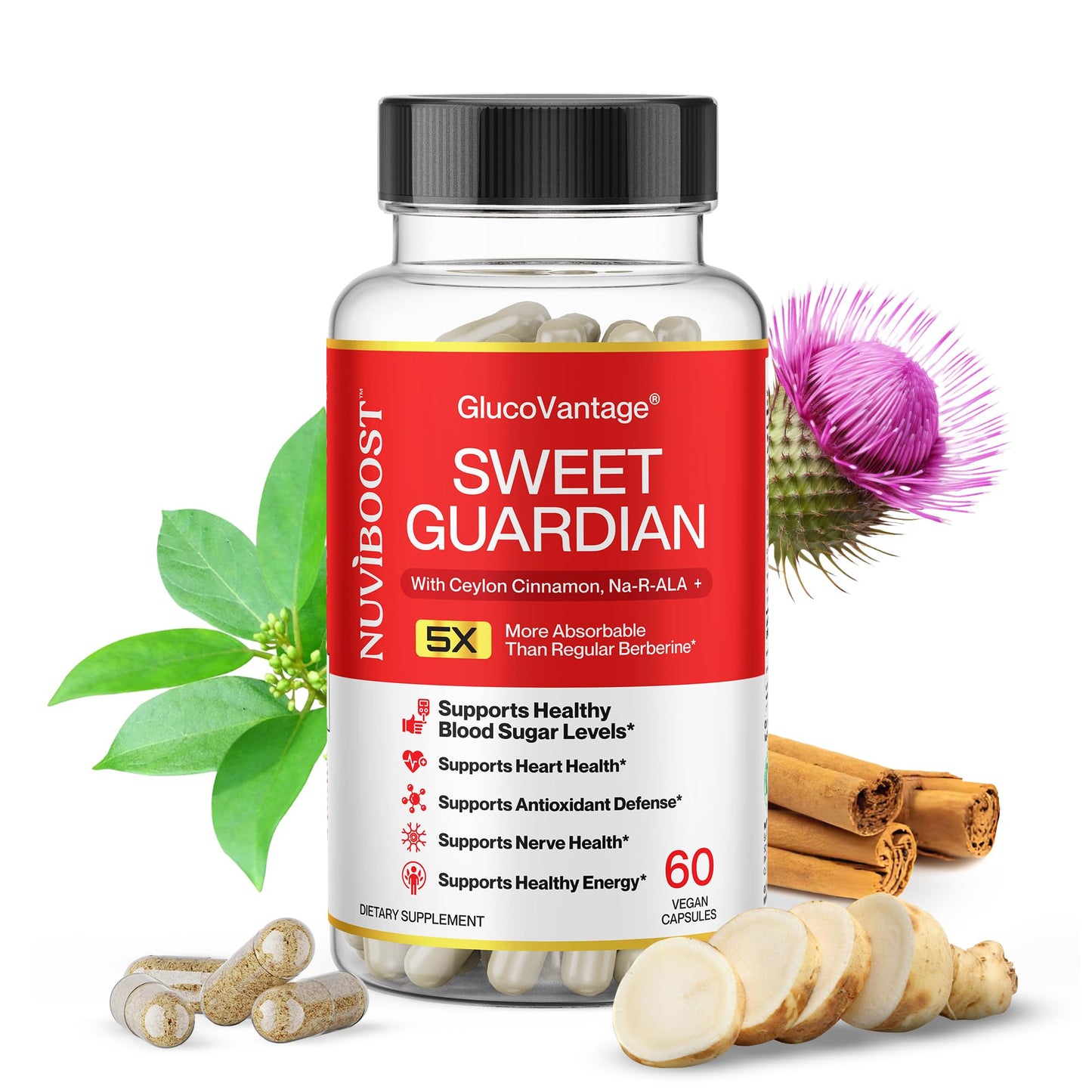NUVIBOOST Super Dihydroberberine (GlucoVantage®) 200mg with Ceylon Cinnamon, Alpha Lipoic Acid, Selenium, Gymnema Sylvestre, Benfotiamine and Others for Overall Immunity. NUVIBOOSTBuy Supplements Australia
