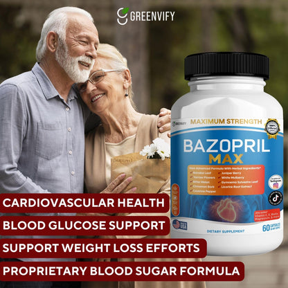 GREENVIFY Bazopril Max Maximum Strength Dietary Supplement, 60 Capsules, with Herbal Blend, Vitamins & Minerals (1) GREENVIFYBuy Supplements Australia