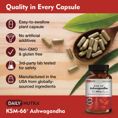DailyNutra KSM-66 Ashwagandha 600mg Organic Root Extract - High Potency Supplement DailyNutraBuy Supplements Australia