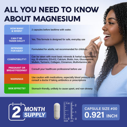 Magnesium Glycinate - Sleep & Relaxation Support - Extra Strength Glycinate, Glycine & Taurine 1500 mg - Magnesium Supplement for Women & Men - Chelated & High Absorption - Made in USA - 120 Capsules NUTRAHARMONYBuy Supplements Australia