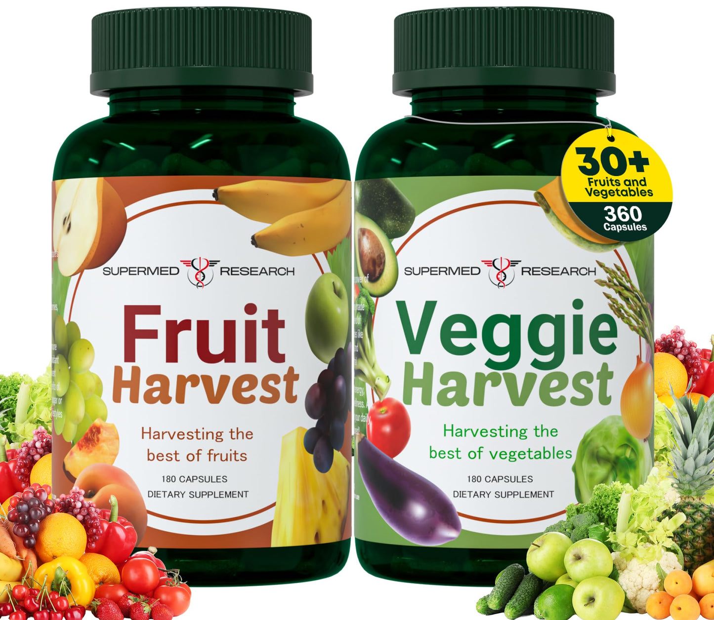 Supermed Research Fruits and Vegetables Supplements – 2 Pack Combination Fruit & Veggies Supplement – Whole Food Vitamins & Minerals for Adults – Superfood Veggie Vitamins for Adults (180 x 2, 360 Ct) Supermed ResearchBuy Supplements Australia