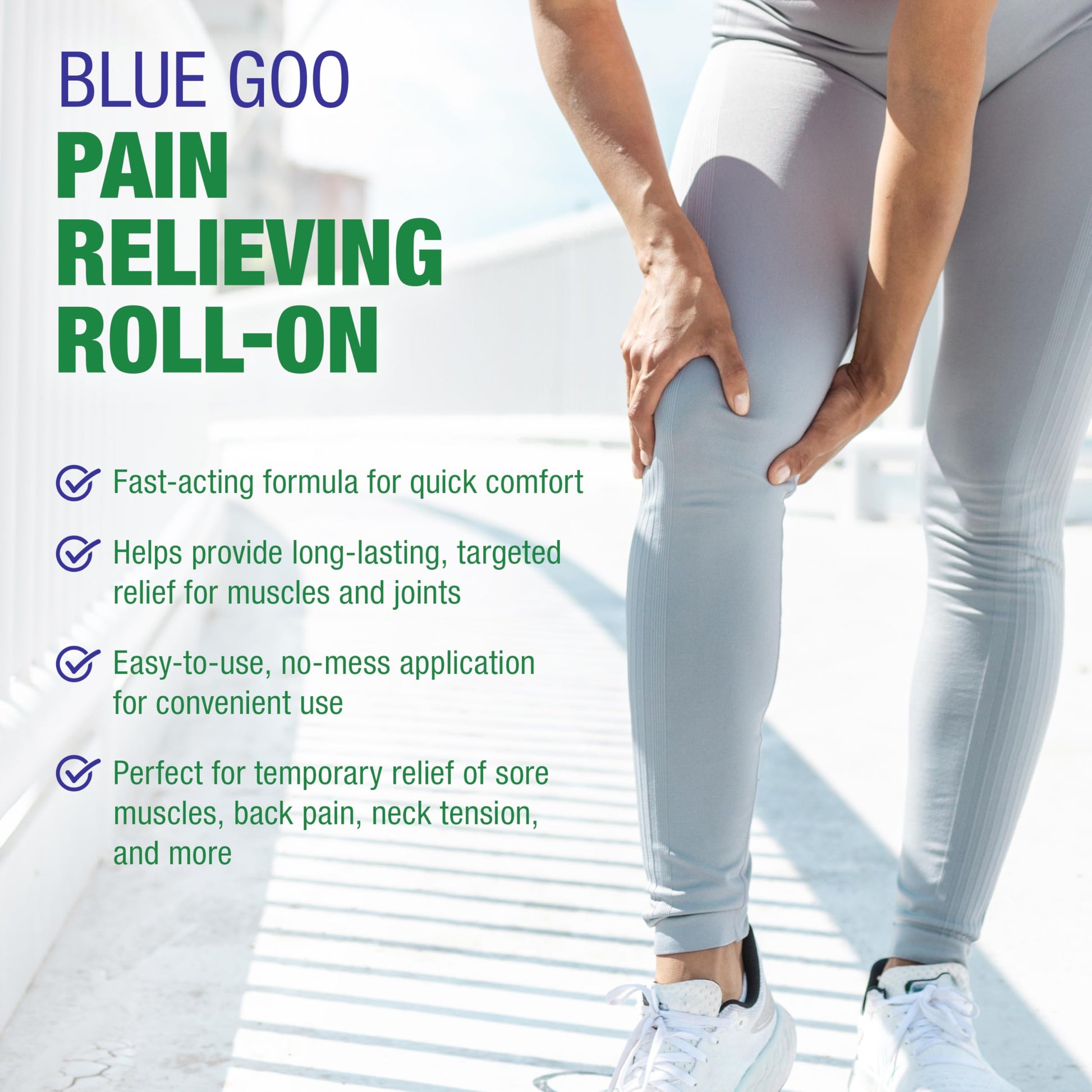 Blue Goo Pain Relieving Menthol Roll On – for Back, Neck, Muscle and Joint Pain, Sprains and Strains, Fast-Acting Soothing Cooling Pain Relief Liquid with 4% Menthol, 2.5 oz (3 Pack) Blue GooBuy Supplements Australia