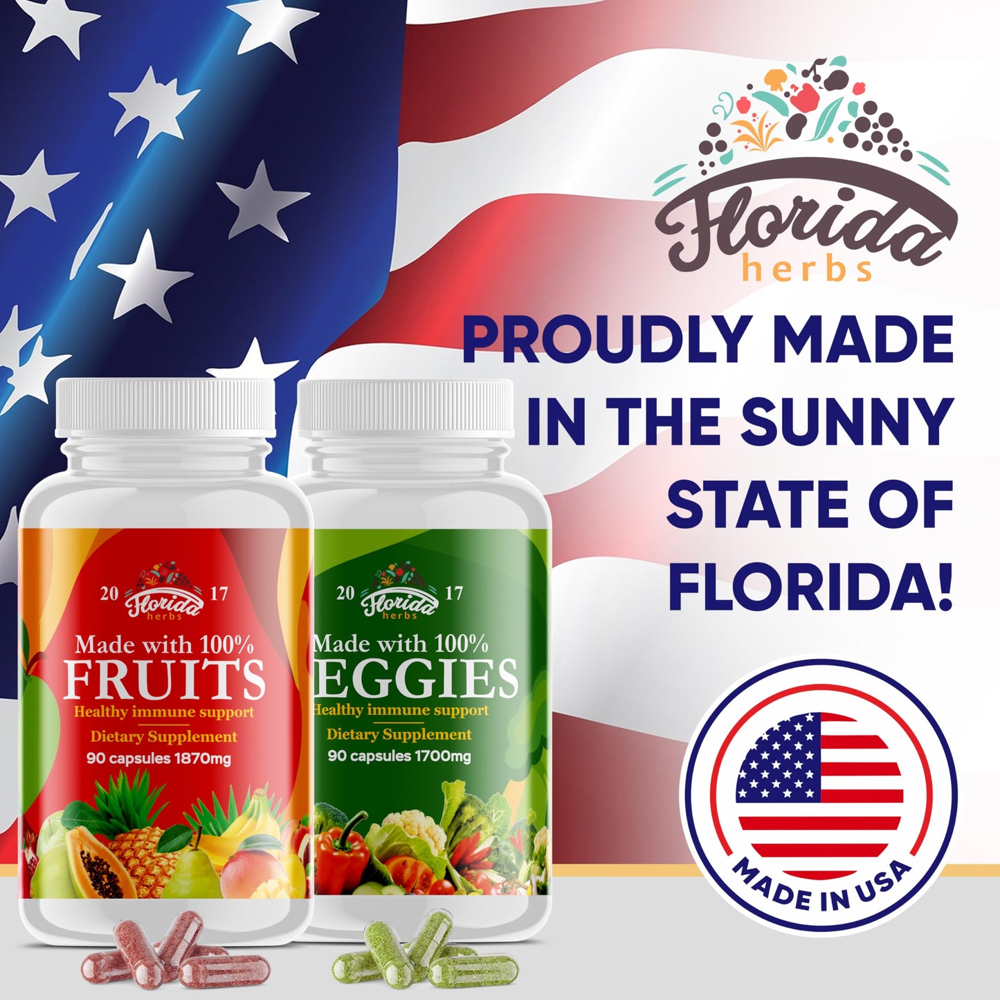 Fruits and Vegetables Supplement - 90 Fruit and 90 Veggie Capsules - Nature Vitamins, Balance of Fruits and Veggies Supports Energy Balance, Soy Free, Vegan Capsules - 90 Count (Pack of 2) FLORIDA HERBSBuy Supplements Australia