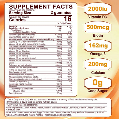 Womens Multivitamin Gummy with Omega 3（DHA/EPA), Vitamin D3 K2, Calcium, Inositol, Daily Womens Vitamin A C E B Complex LILICAREBuy Supplements Australia