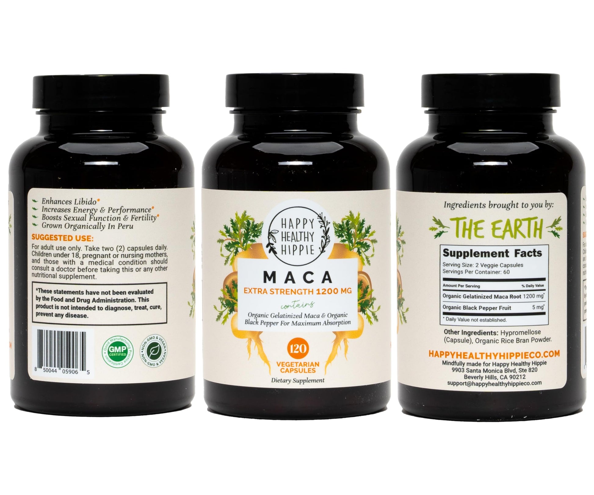 Organic Maca Root Capsules 1200 mg – Libido Booster for Women Fast Acting & Potent | Female Maca Supplement | Energy Pills from Peru | Includes Black Pepper for High Absorption | Vegan, 120 Ct Happy Healthy HippieBuy Supplements Australia
