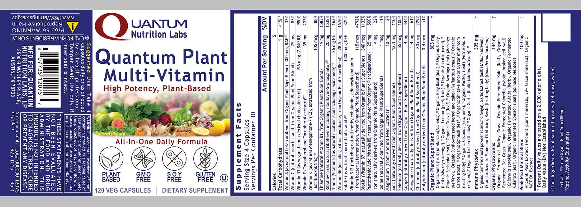 QNL Quantum Plant Multi-Vitamin - Complete Multivitamin - Immune Support for Adults - Natural Multivitamin for Men & Women Quantum NutritionBuy Supplements Australia