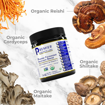Premier Research Labs Premier Fermented Mushroom Blend - Reishi Mushroom Powder, Mushroom Extract for Drinks, Coffee, Mushroom Complex with Turkey Tail, Cordyceps for Immune & Gut Health - 7.4 oz Premier Research LabsBuy Supplements Australia
