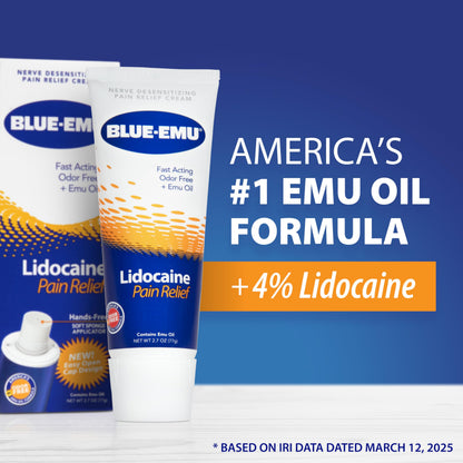 BLUE-EMU Lidocaine Pain Relief Cream for Fast, Numbing Relief, 2.7 Oz, 1 Pack BLUE-EMUBuy Supplements Australia