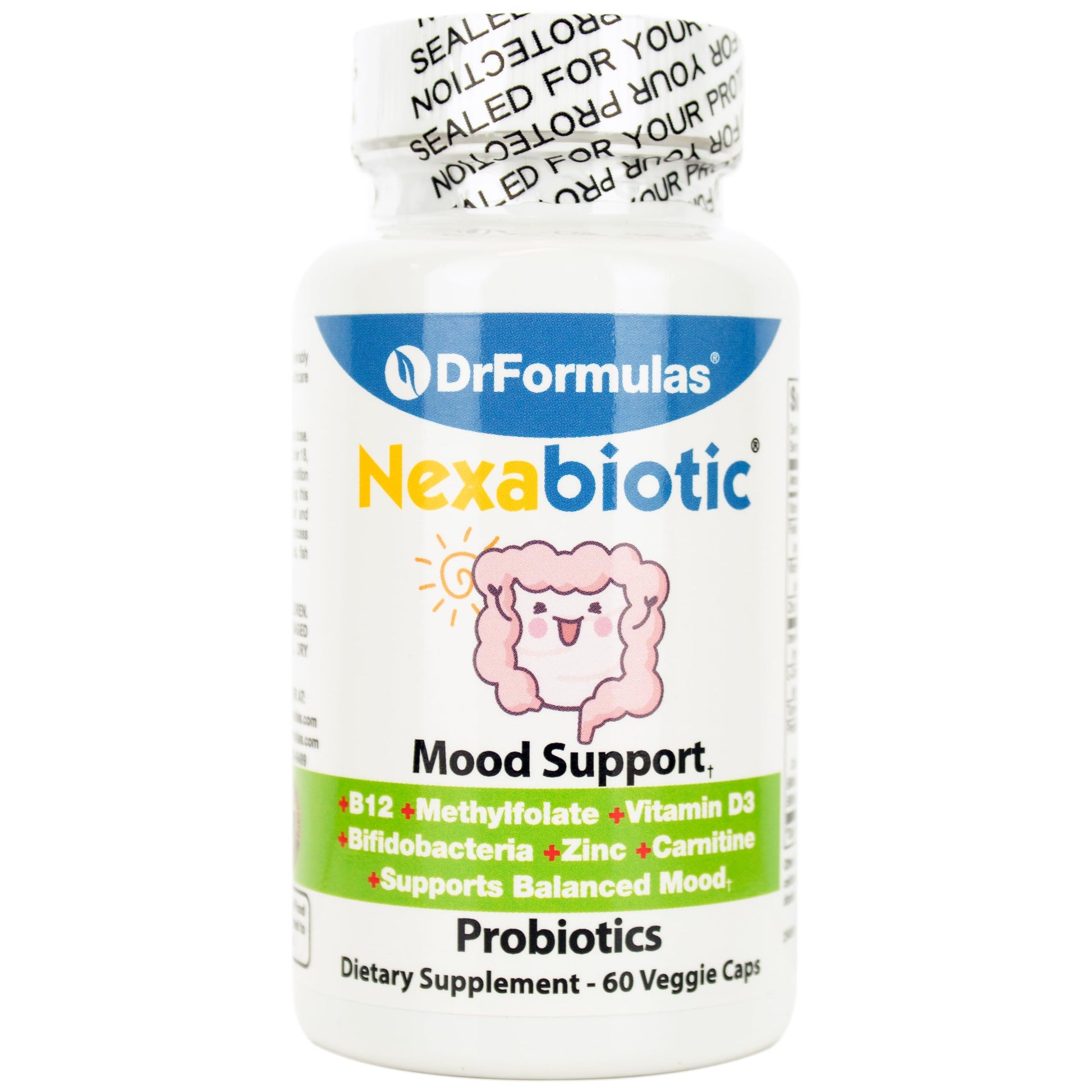 DrFormulas Mood Boost Probiotics for Stress and Calm, Methylfolate for Kids, Women, Men | Nexabiotic Supplement with Bifidobacterium and B-12, 60 Count DrFormulasBuy Supplements Australia