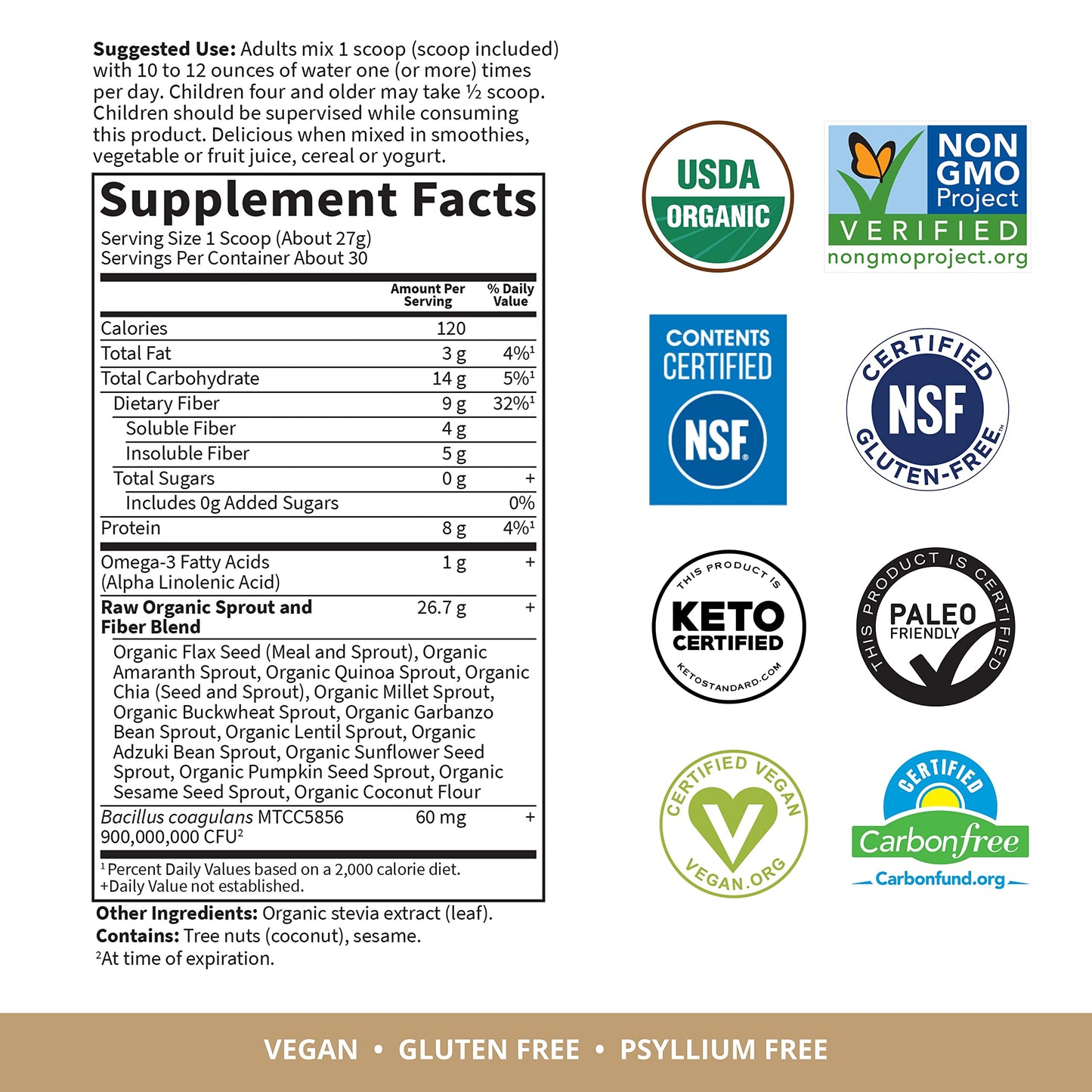 Garden Of Life Raw Organic Superfood Fiber for Constipation Relief, 1.77oz (803g) Powder Garden of LifeBuy Supplements Australia