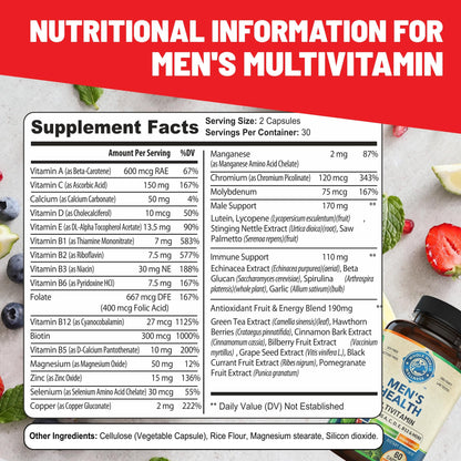 Whole World Wellness Mens Daily Multivitamin Multimineral Supplement for Energy, Focus, Stamina & Performance. Made for Men with 30+ Nutrients, Fruit & Energy Blend. Mens Vitamins, Made in The USA. WHOLE WORLD WELLNESSBuy Supplements Australia