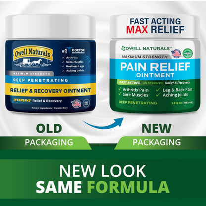 OWELL NATURALS Pain Relief Ointment Deep Penetrating Fast Acting Formula for Arthritis, Joint & Muscle Discomfort, Stiffness, Long-Lasting Soothing Balm, 3.5 oz Owell NaturalsBuy Supplements Australia