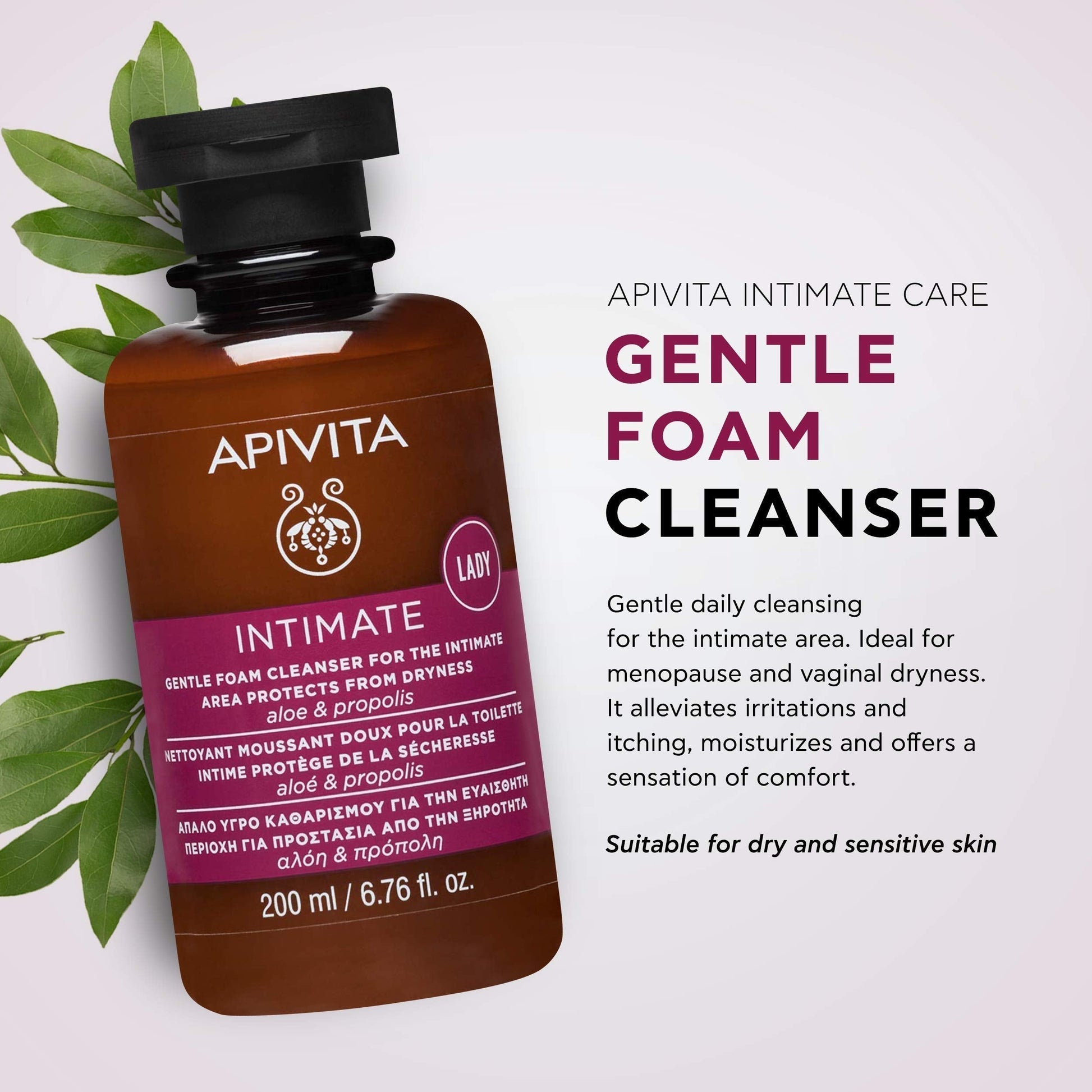 APIVITA Gentle Foam Cleanser for the Intimate Area, pH Balancing Feminine Wash ApivitaBuy Supplements Australia