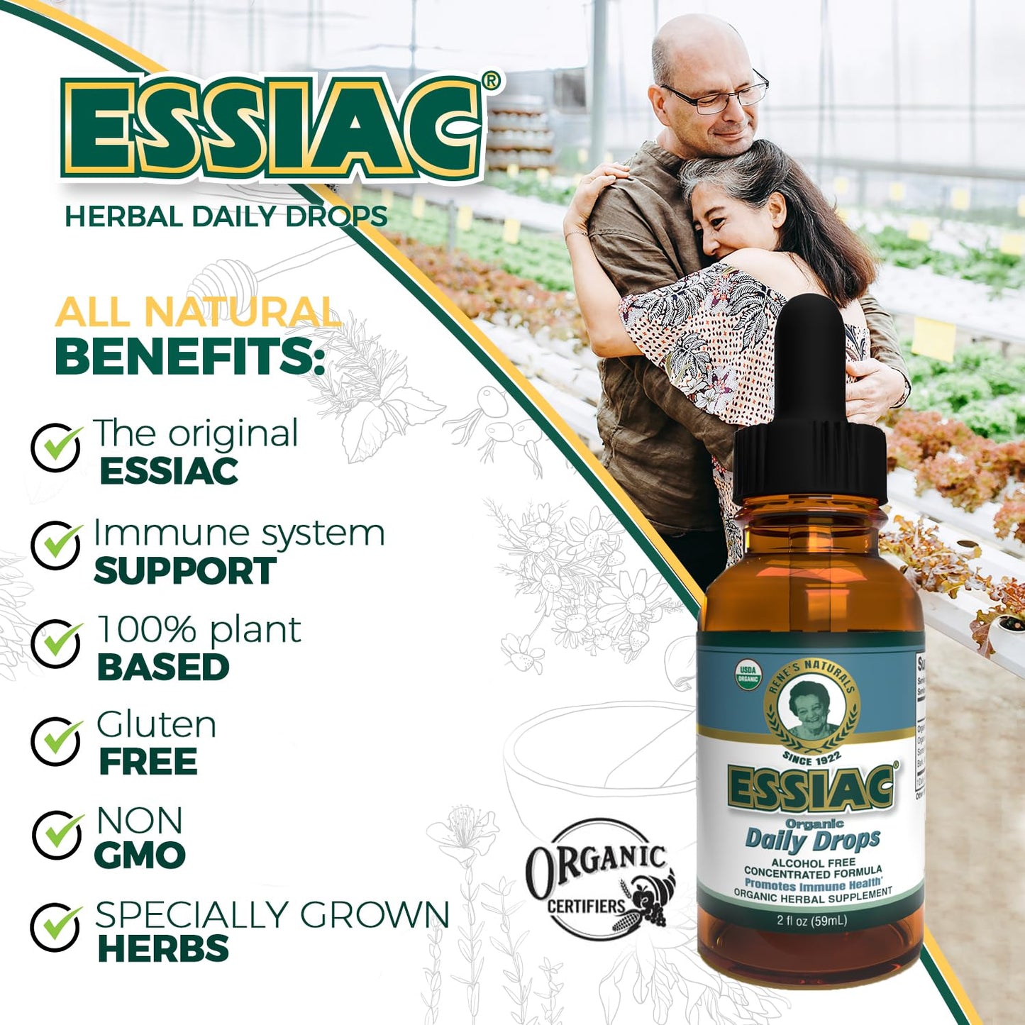 Essiac Original Tea USDA Organic Daily Drops for Enhanced Lymphatic Drainage and Immune Support | Alcohol Free Concentrated Formula | 2oz (59ml) EssiacBuy Supplements Australia