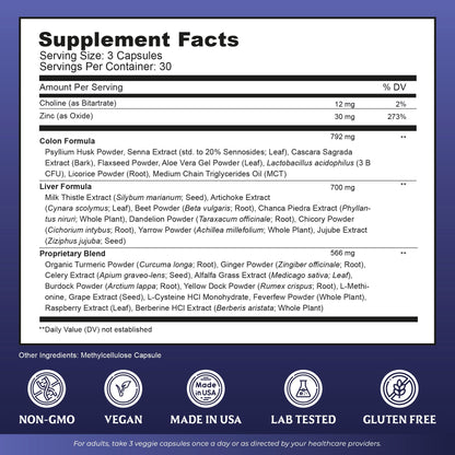 Liver Cleanse Detox & Repair with Colon Cleanse - Milk Thistle, Dandelion Root, Psyllium Husk Fiber NutrebBuy Supplements Australia
