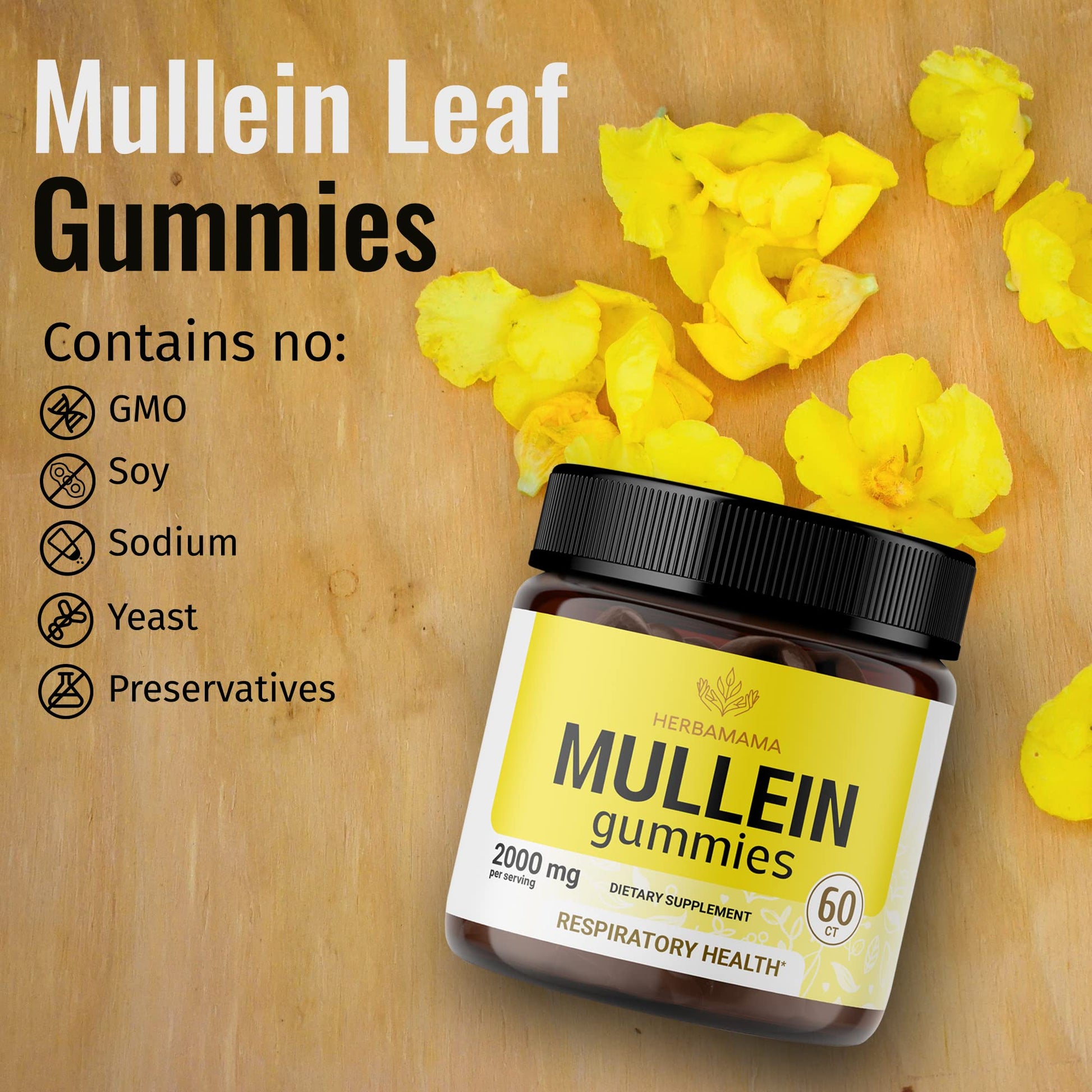 HERBAMAMA Mullein Gummies - Mullein Leaf Dietary Supplement for Respiratory HERBAMAMABuy Supplements Australia