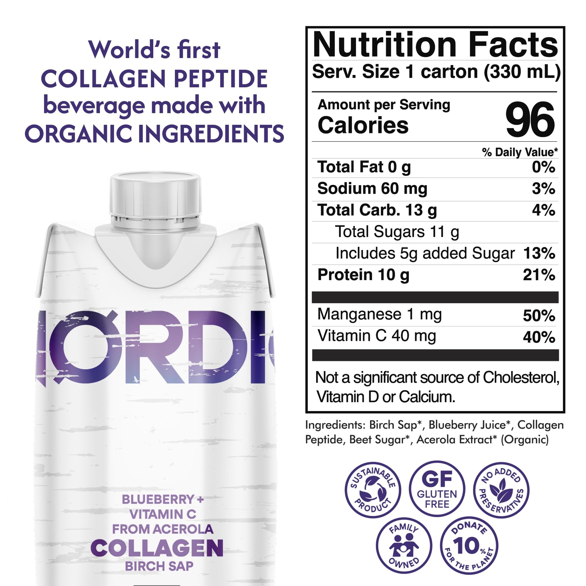 Nordic Liquid Collagen Peptide Drink, Organic Birch Sap, Wild blueberry + Vitamin C, Made in Finland - 10g Clinically Studied Grass Fed Collagen Peptides for Skin Hair Nails & Joint Support, with Silica, BPA-Free Beverage (12 Pack) Nordic Tree WaterBuy Supplements Australia