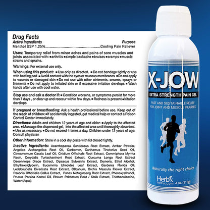 HerbX X-Jow Extra Strength Pain Relief Gel 4 oz - Herbal Massage Gel for Massage Therapy and Sports - Pain Terminator Cream for Muscles, Shoulders, and Joints Inflammation, Soreness and Discomfort x-jowBuy Supplements Australia