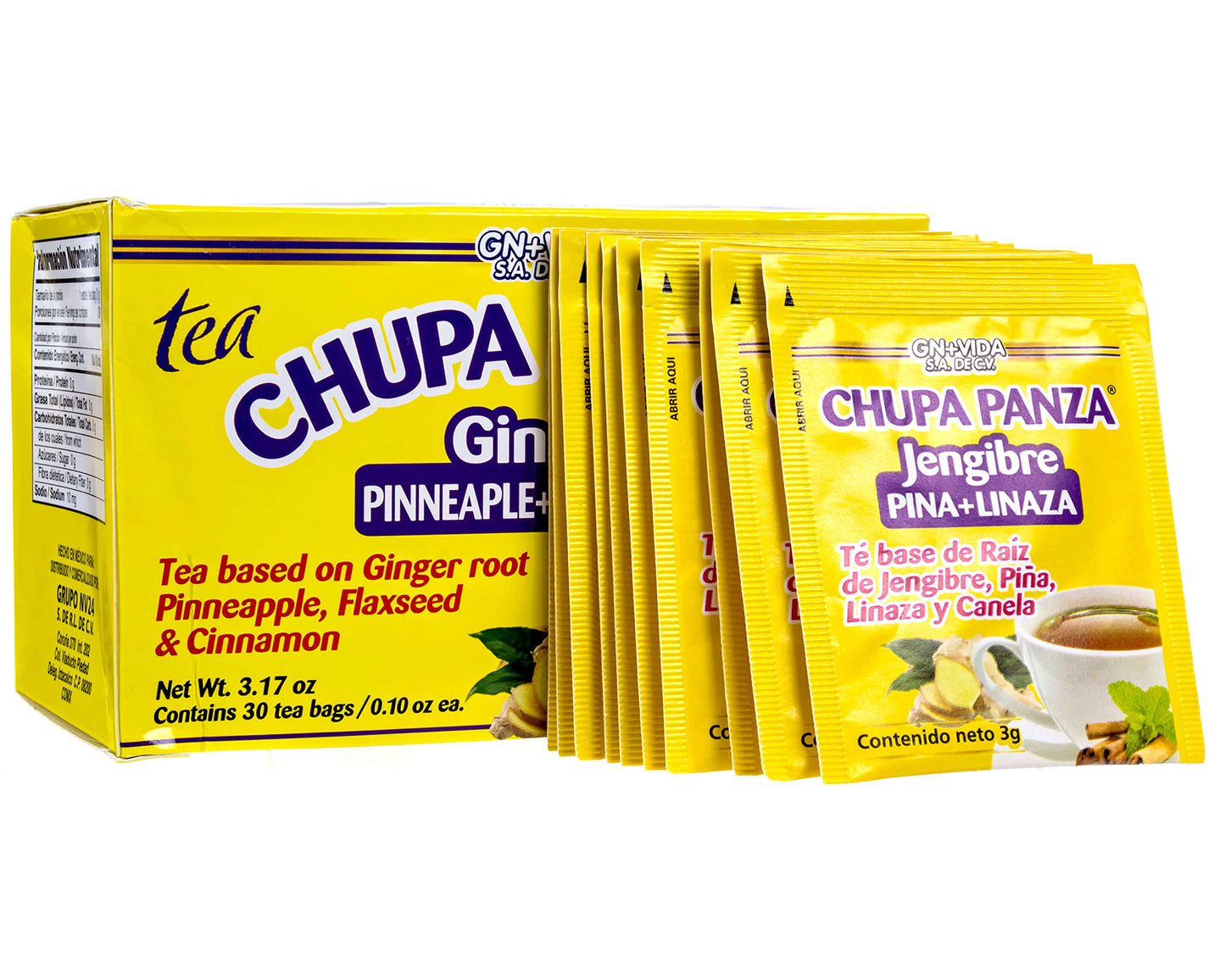 Tea CHUPA Panza, Tea Based ONGINGER Root, PINNEAPPLE, Flaxseed & Cinnamon GN+VidaBuy Supplements Australia