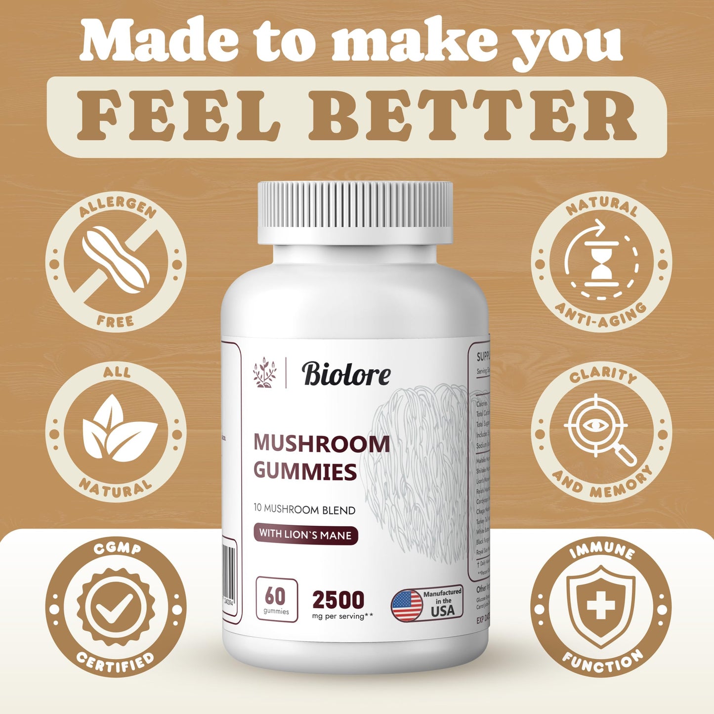 Biolore Mushroom Complex Gummies: 10 Powerful Mushrooms with Chaga, Lions Mane BioloreBuy Supplements Australia