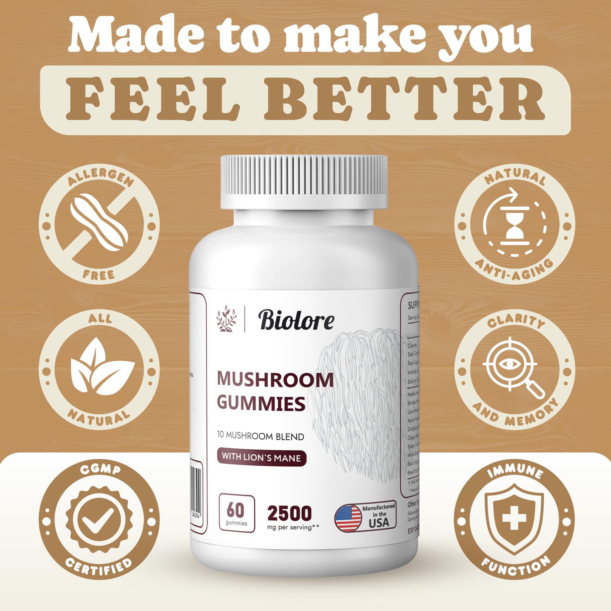 Biolore Mushroom Complex Gummies: 10 Powerful Mushrooms with Chaga, Lions Mane BioloreBuy Supplements Australia
