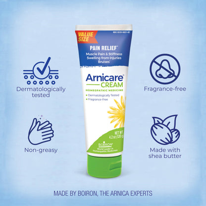 Boiron Arnicare Cream for Joint Pain, Muscle Pain, Swelling, Soreness, Stiffness, and Bruises - Fast Absorbing and Fragrance-Free - 4.2 oz BoironBuy Supplements Australia