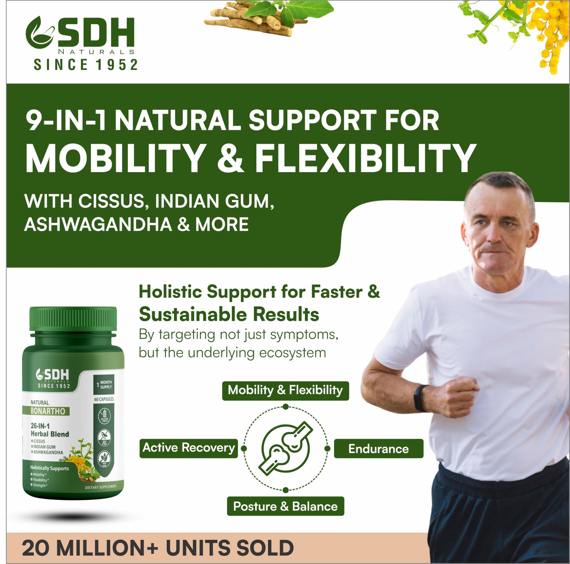 SHREE DHANWANTRI HERBALS SDH Bonartho | Bone & Joint Support Supplement | Move with Comfort & Ease | 60 Caps (1 Mon Supply) SHREE DHANWANTRI HERBALSBuy Supplements Australia