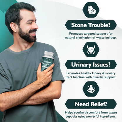 Happee Chanca Piedra Stone Breaker Kidney & Gallbladder Cleanse – Kidney Stone Dissolver & Passage Support - High Potency Phyllanthus Niruri with Magnesium, Potassium & Herbal Blend - 60 Capsules HappeeBuy Supplements Australia