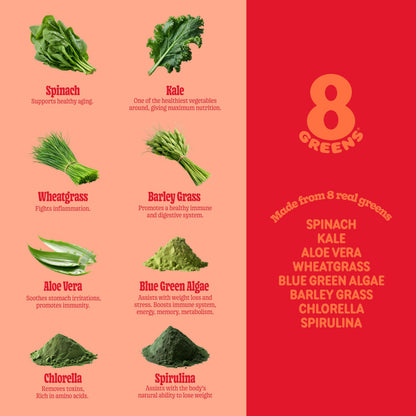 8Greens Supergreens Tablets | Super Greens Powder Superfood Tablet, Metabolism Immunity & Focus, Daily Greens Effervescent Tablets, Organic: Aloe Vera, Spirulina, Chlorella, Blood Orange, 30 Servings 8GreensBuy Supplements Australia