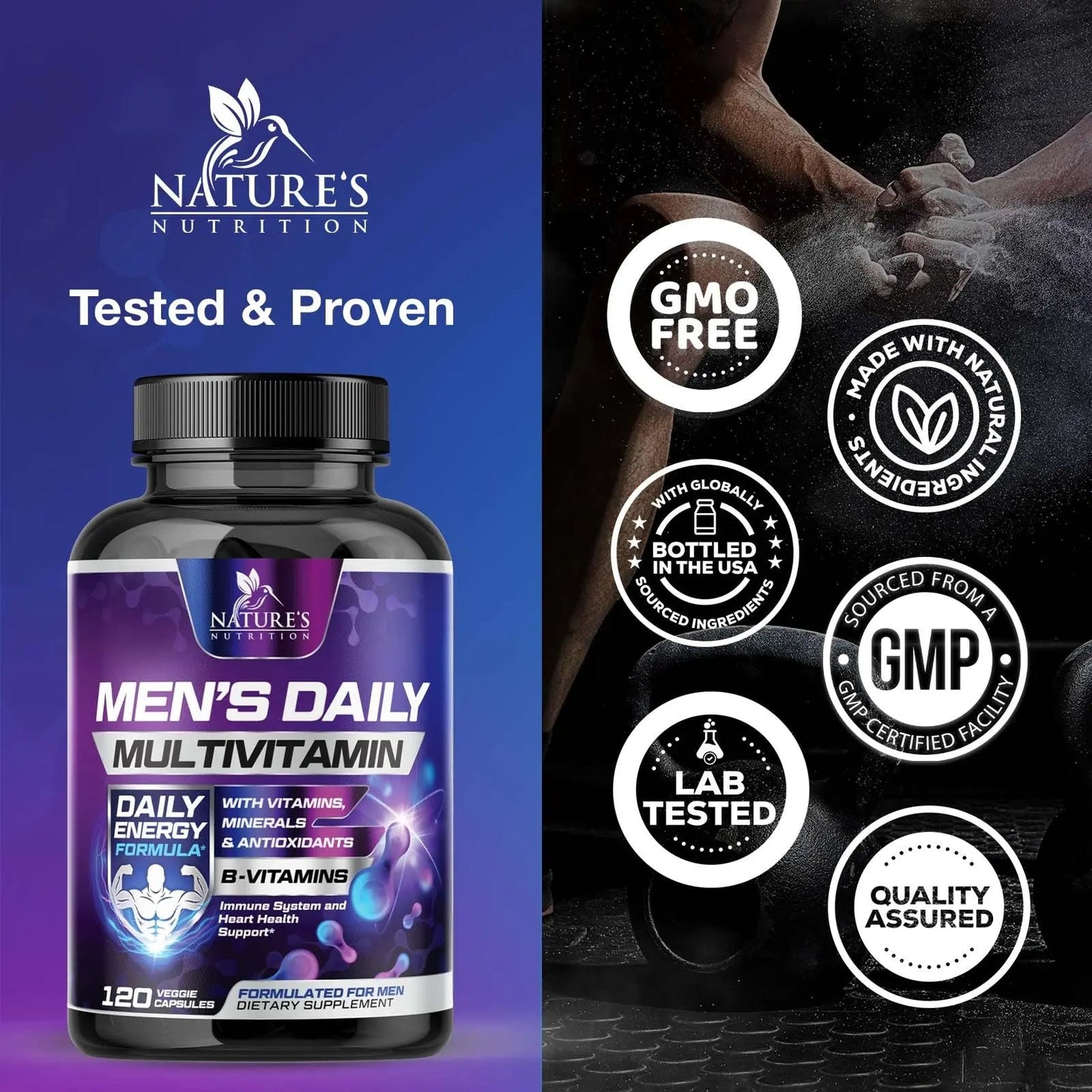 Multivitamin for Men - Advanced Supplement with Full-Spectrum Formula, Essential Vitamins A, C, D, E, & Zinc - High Potency B Vitamins Multi Nature's NutritionBuy Supplements Australia