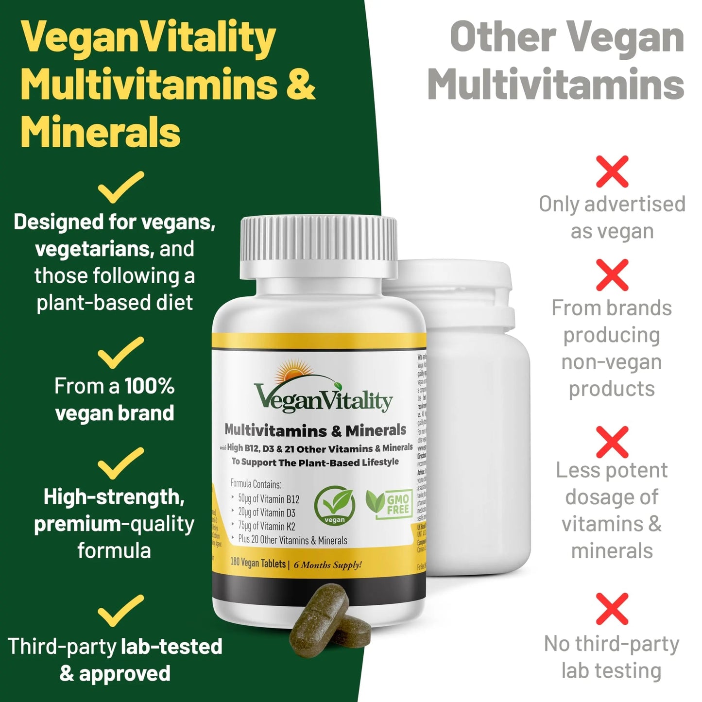 Vegan Vitality Lion's Mane x General Health Combo Bundle - 6 Months Lion's Mane and Multivitamins Vegan VitalityBuy Supplements Australia